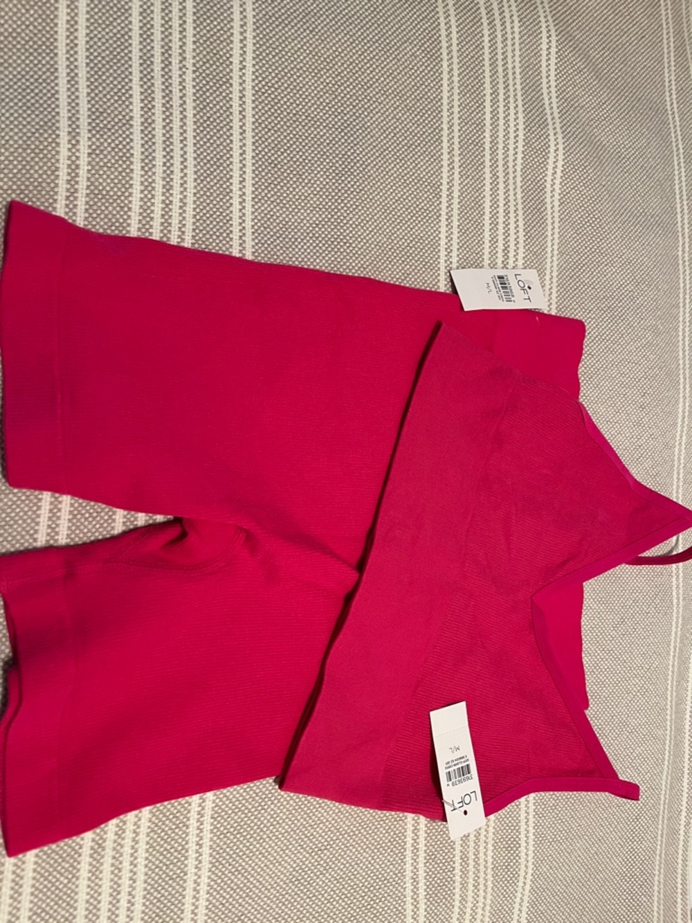 NWT LOFT Pink Ribbed Bralette and Bike Short Set